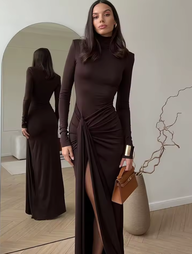 Midnight Draped Silhouette Gown