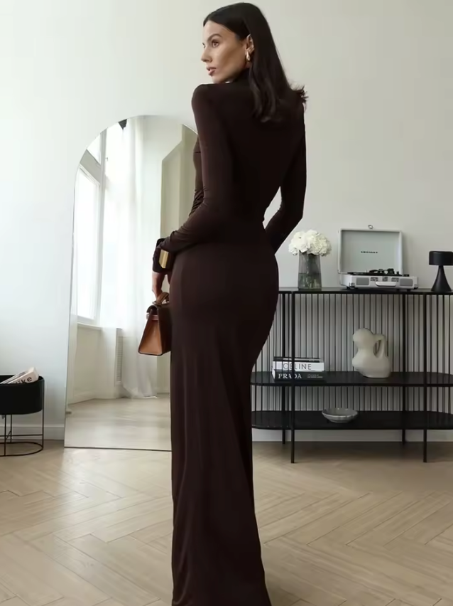 Midnight Draped Silhouette Gown